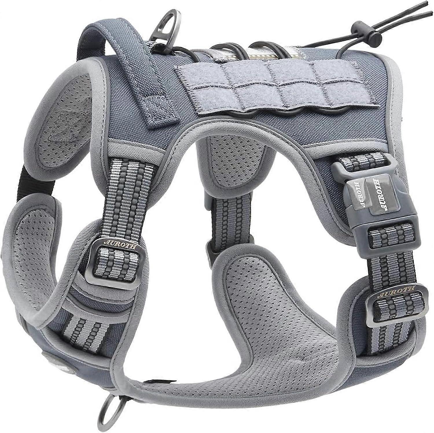 Tactical Breathable Adjustable No-Pull Harness for Small and Medium Dogs M Gray