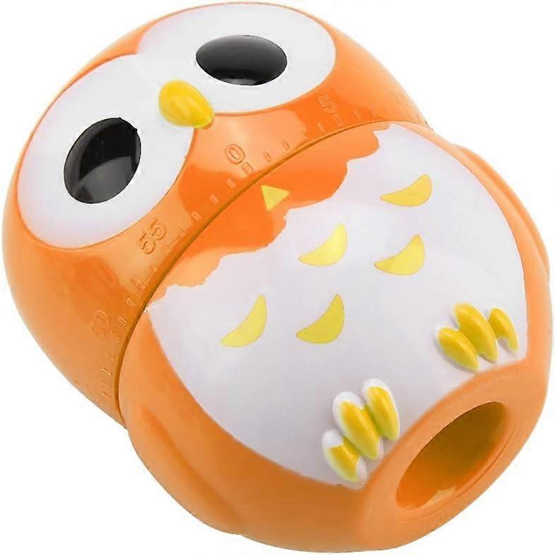 Mechanical Owl Timer, Manual Digital Kitchen Timer, Kitchen Counter Alarm Clock Orange
