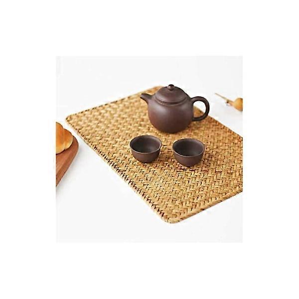 Set of 4 Wicker Placemats 43x30cm Rectangular Rattan Placemats Natural Seagrass Placemats for Dining/Coffee Table