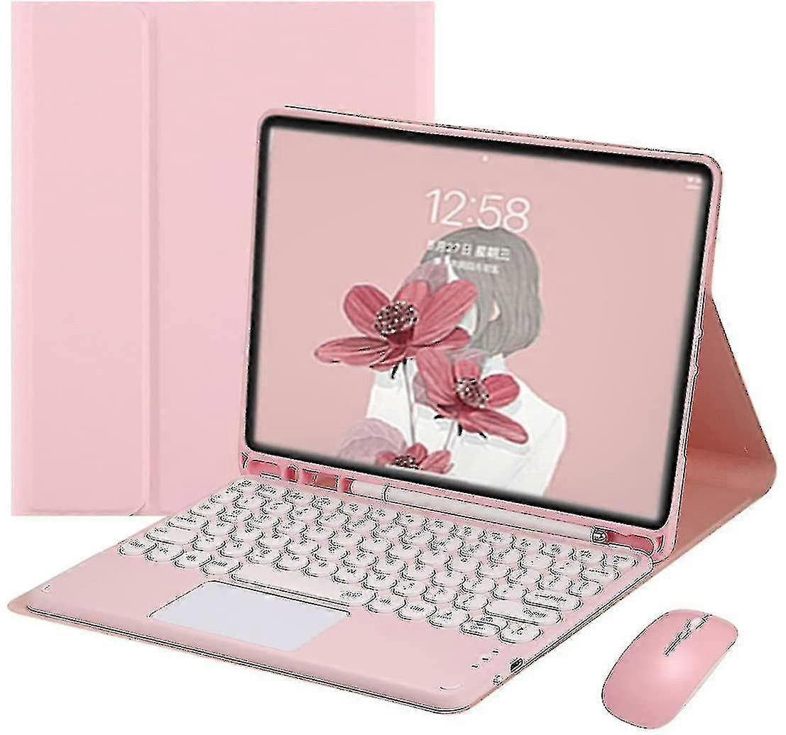 2021 iPad Pro 12.9 5. 4. 3. Generation Touch-Tastatur-Hülle mit Bluetooth-Maus Nette runde Taste Farbe Tastatur Touchpad abnehmbare Trackpad-Tastat...