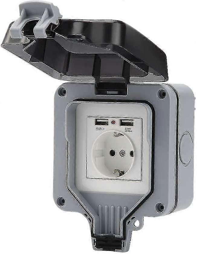 2 pieces Garden Sockets Outdoor Socket Weatherproof Usb Socket Socket Wall-mounted