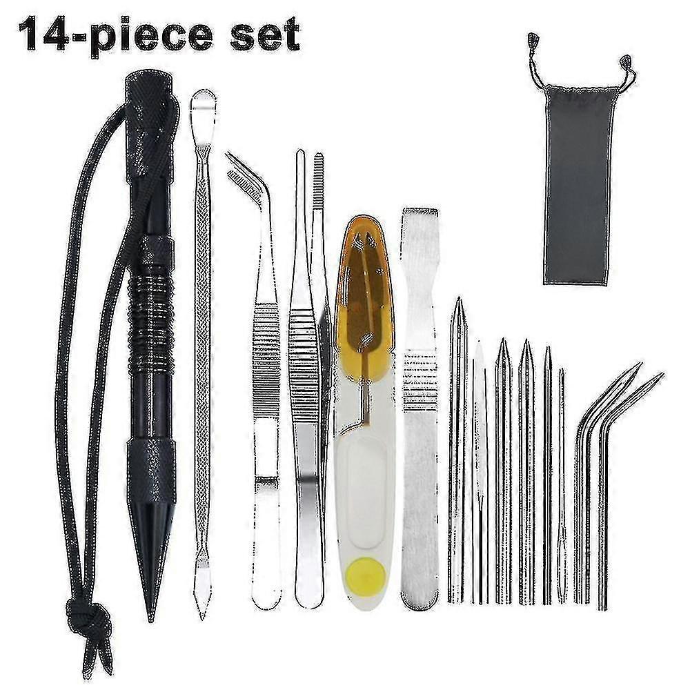 14 ks Sada jehel Paracord - Fid šněrovací jehly a vyhlazování, Paracord Crafting Tool