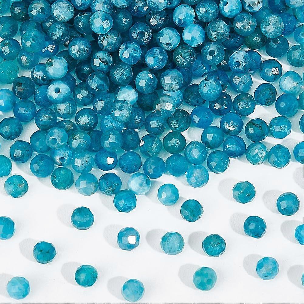 240 Pcs Natural Apatite Beads 3mm Faceted Round Loose Spacer Beads Stone Beads Strands for DIY Bracelet Necklaces Jewelry Crafts Making Hole: 0.6mm
