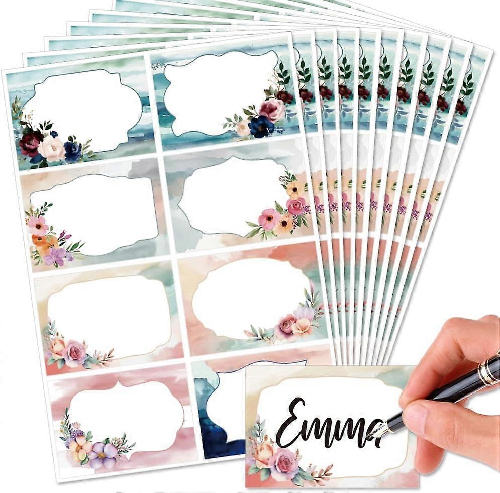 PVC Waterproof Blank Label Stickers Writable Adhesive Label Rectangle Flower Sticker: 85x60mm 8pcs/sheet