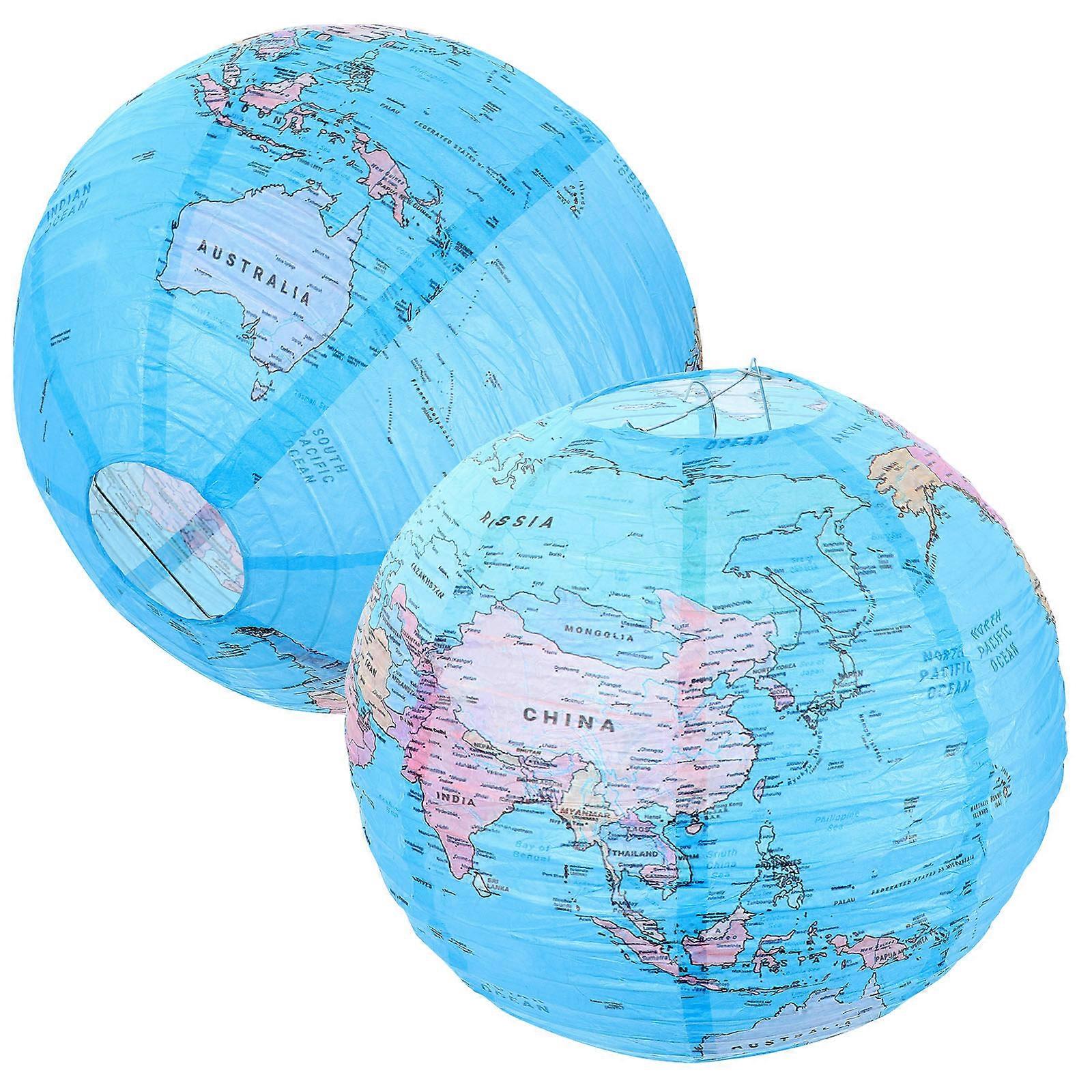 2pcs Paper Earth Lanterns World Map Lantern Ornament Party Globe Lanterns Decoration