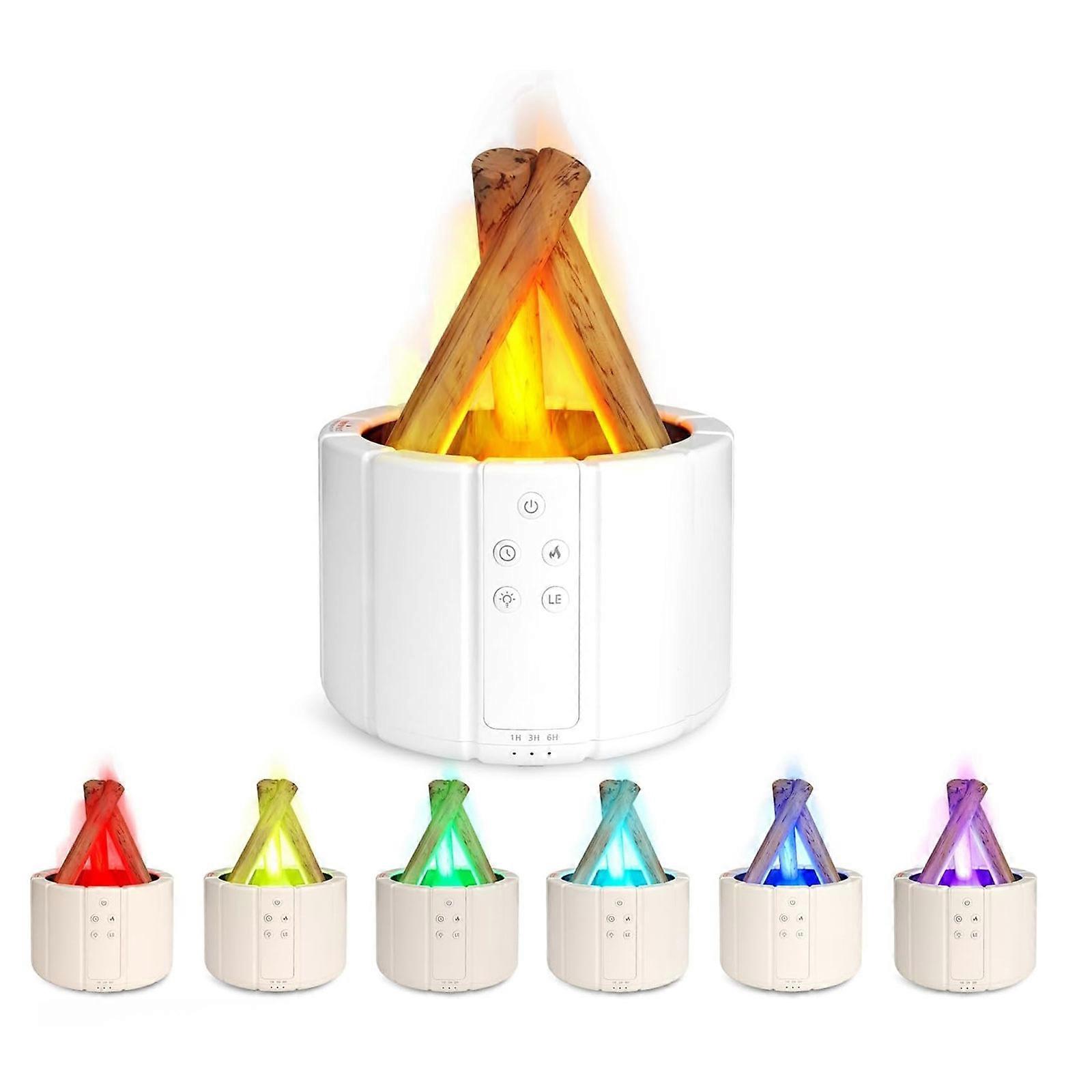 Flame Diffuser Humidifier with 7 Flame Colors, 250ml Aromatherapy Essential Oil Diffuser with Campfire Shape Design