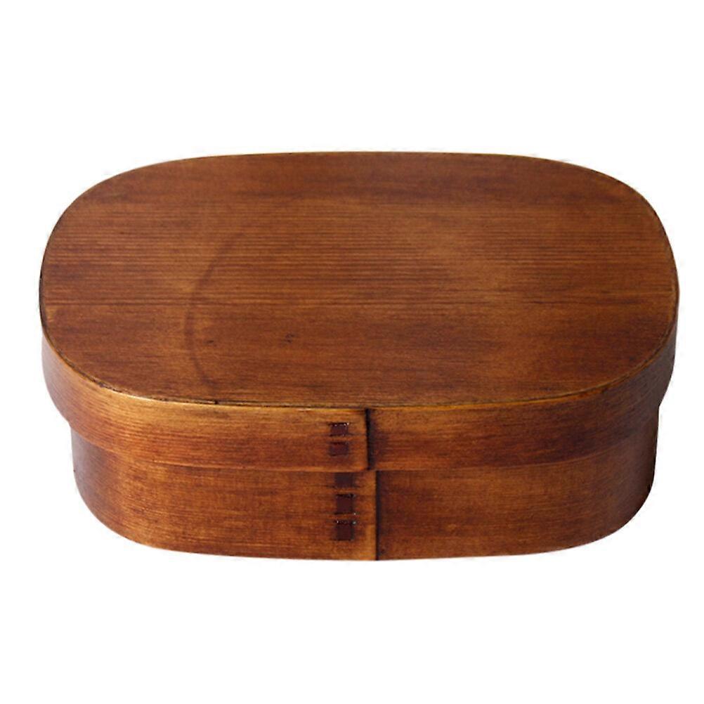1Pc Japanese Style Wood Single Layer Bento Box Portable Divided Lunch Box (Assorted Color)