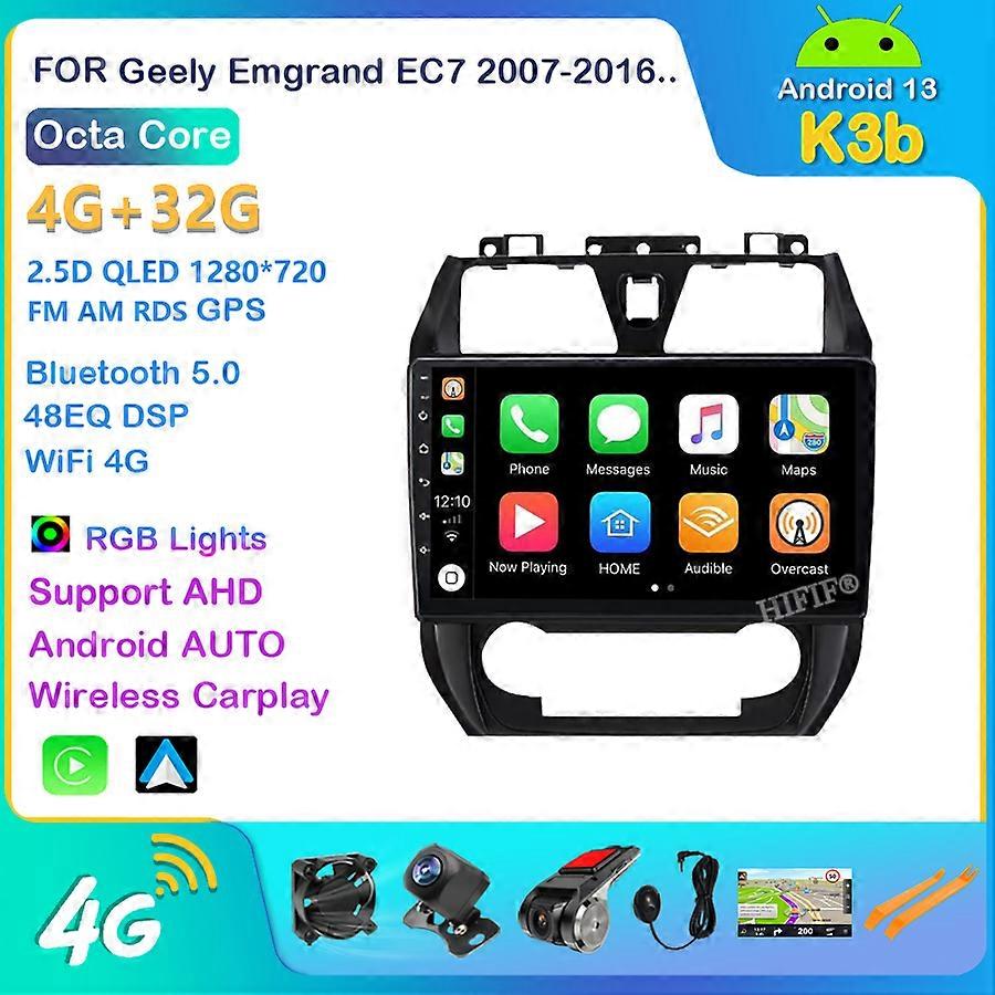 Android 13 Car Radio Multimedia Player GPS Navigation For Geely Emgrand EC7 2007-2016 RDS WIFI Video Output Head Unit DSP 8G+128