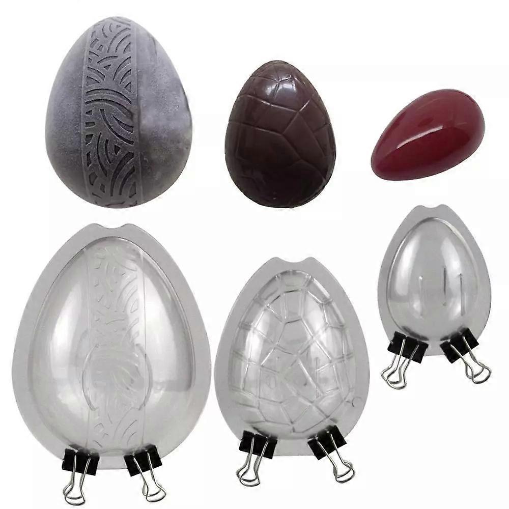 3pcs Easter Egg Mold Plastic Diy Cake Baking Pastry Tools Candy Soap Chocolate Transparent Mold Kitchen Supplies
