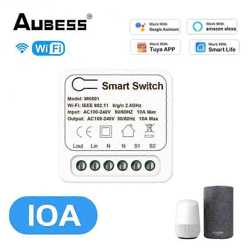 16A Tuya Mini WiFi Switch Module Smart Life Remote Voice Control Smart Light DIY Switch Module Smart Home With Alexa Google Home