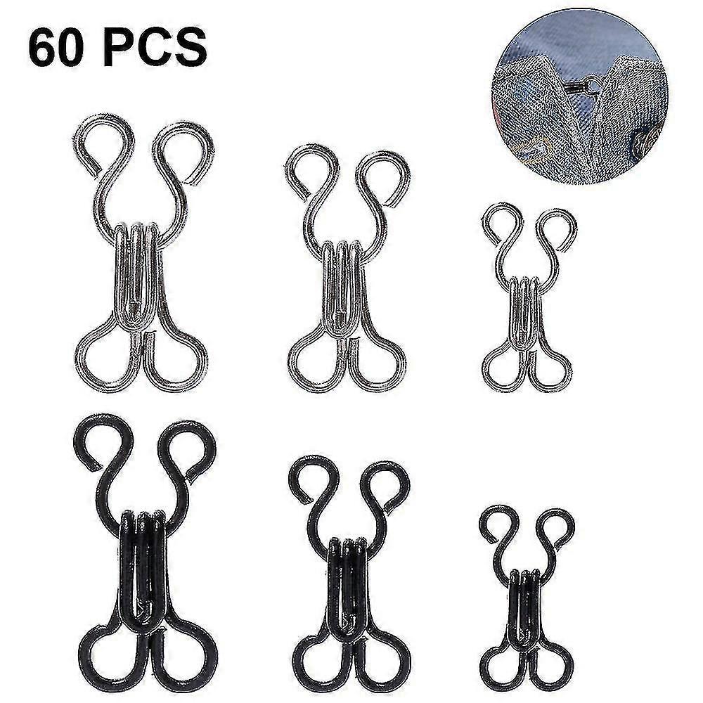 60 Pairs Sewing Hook And Eye Fastener Bra Hooks Sewing Hook