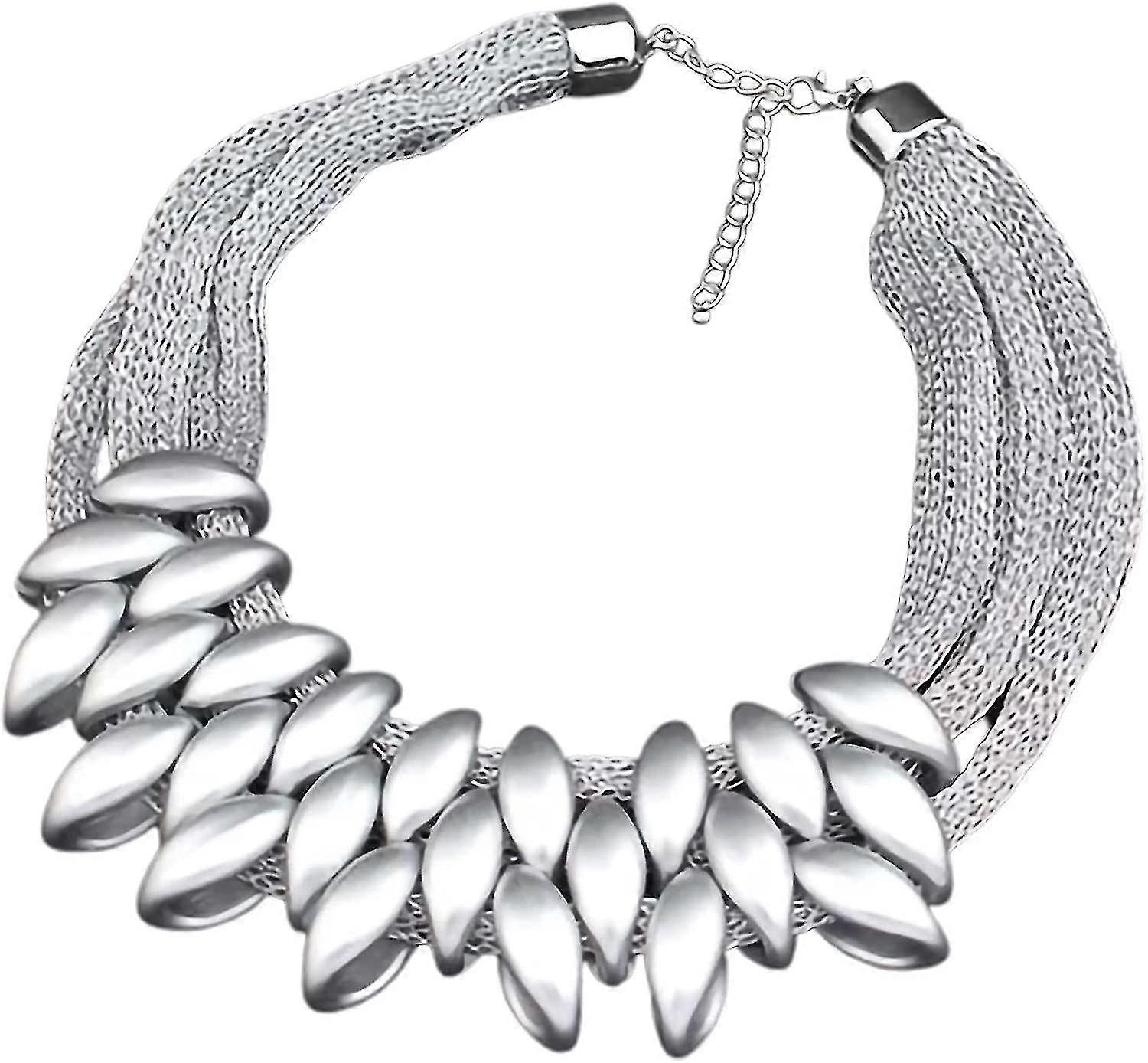 精致项链，围兜项链多层编织合金叶子吊坠个性颈圈项链，适用于派对