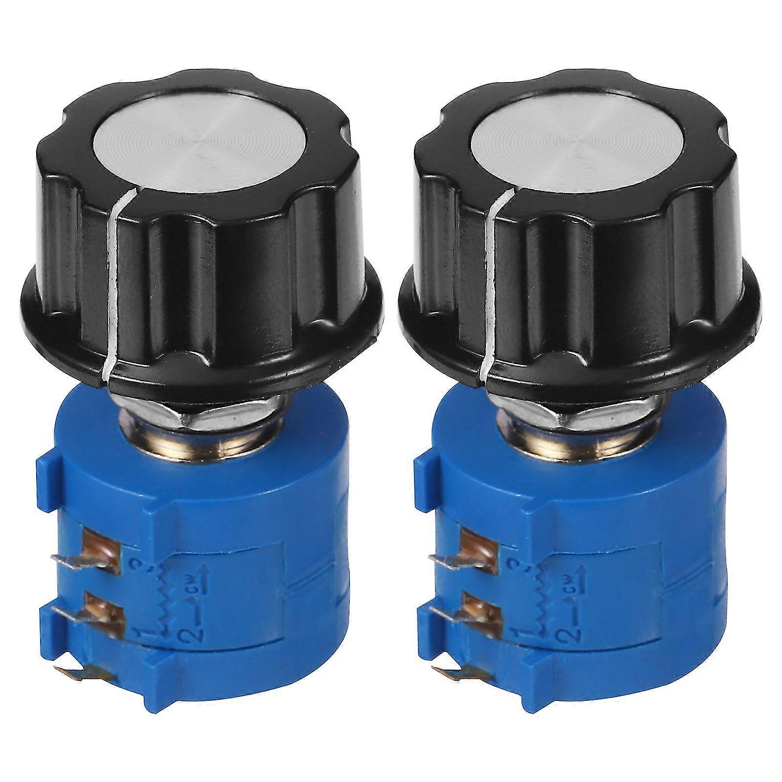 1 Set 2pcs Rotary Wire Wound Precision Potentiometers Plastic Potentiometer With A03 Knobs (202l 2k)