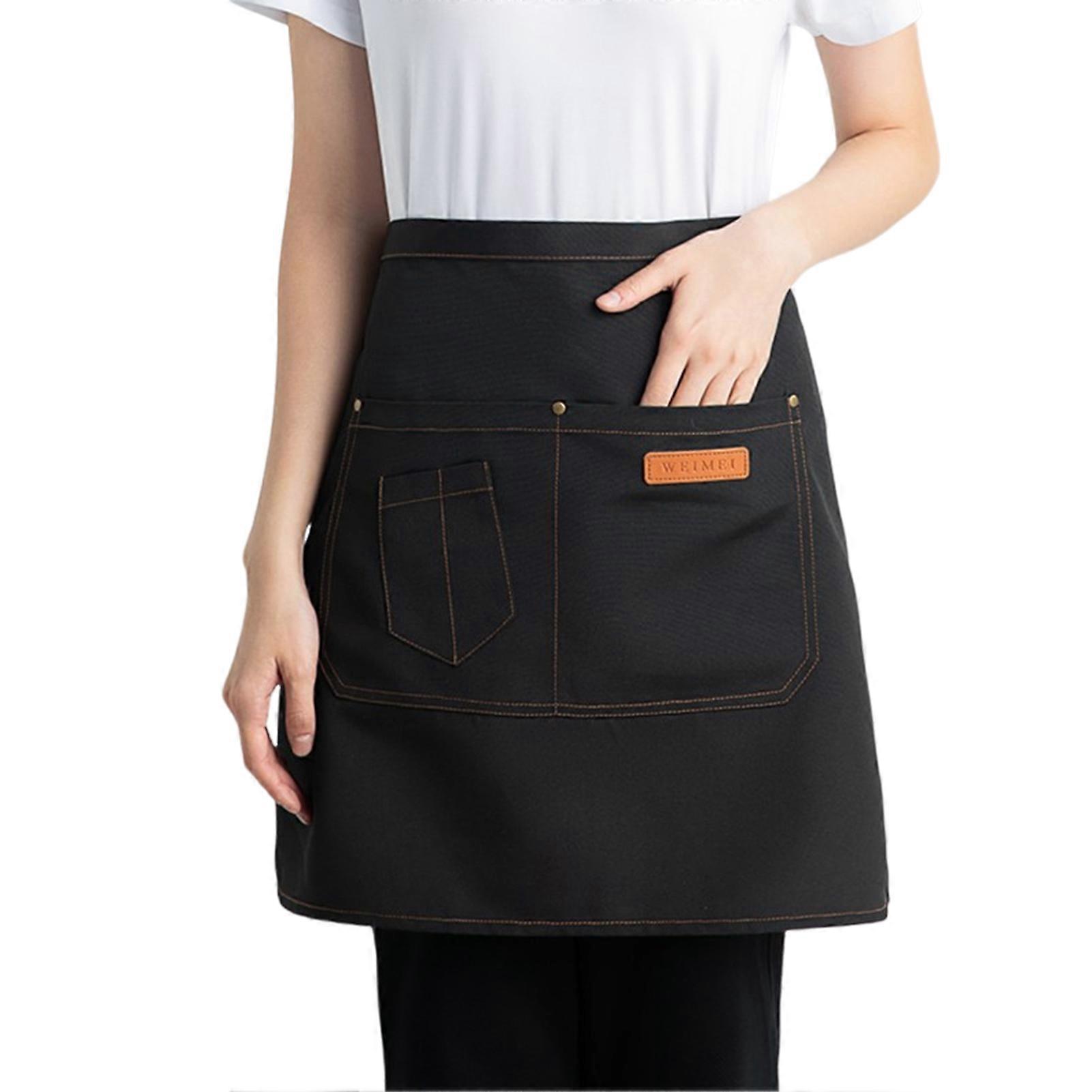 Half Apron for Men Women Breathable Kitchen Cooking Apron with Pockets Stylish Skirt Design Waiter Short Apron Versatile Chef Costume Accessory
