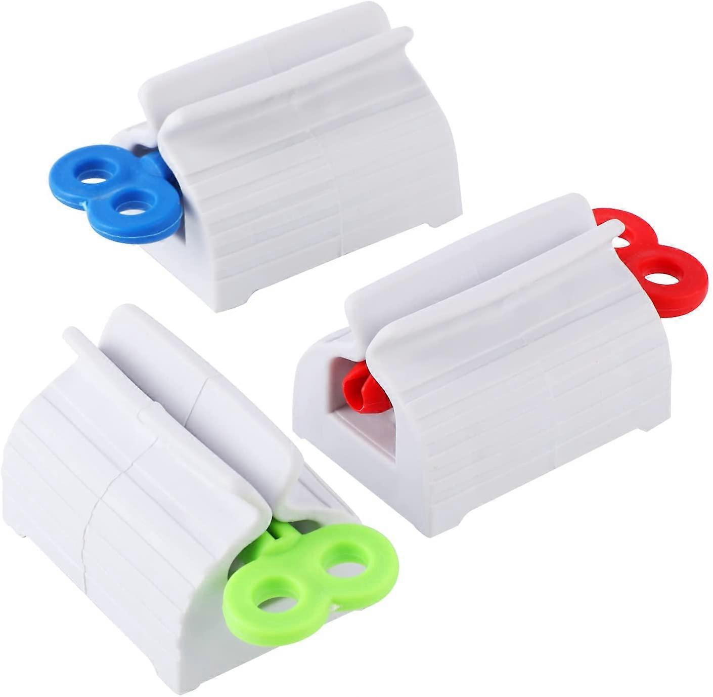 3 Pcs Toothpaste Squeezer, Plastic Rolling Tube Toothpaste Dispenser Rotate Toothpaste Seat Holder Stand for Bathroom