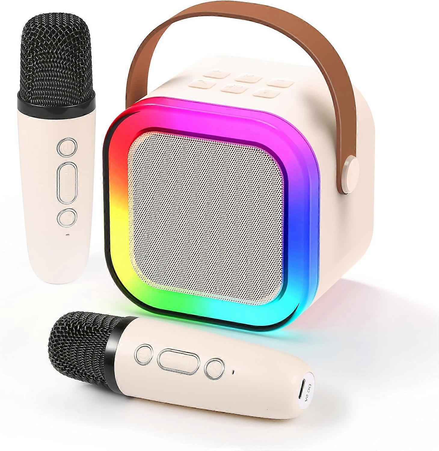Mini Portable Karaoke Machine with 2 Wireless Microphones, Birthday Gift for Children, Home Party Use