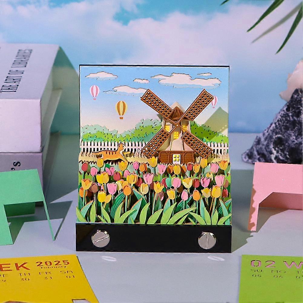 3D Desk Calendar 2025, Paper Carving Art Calendar Memo Pad, Tear-Away