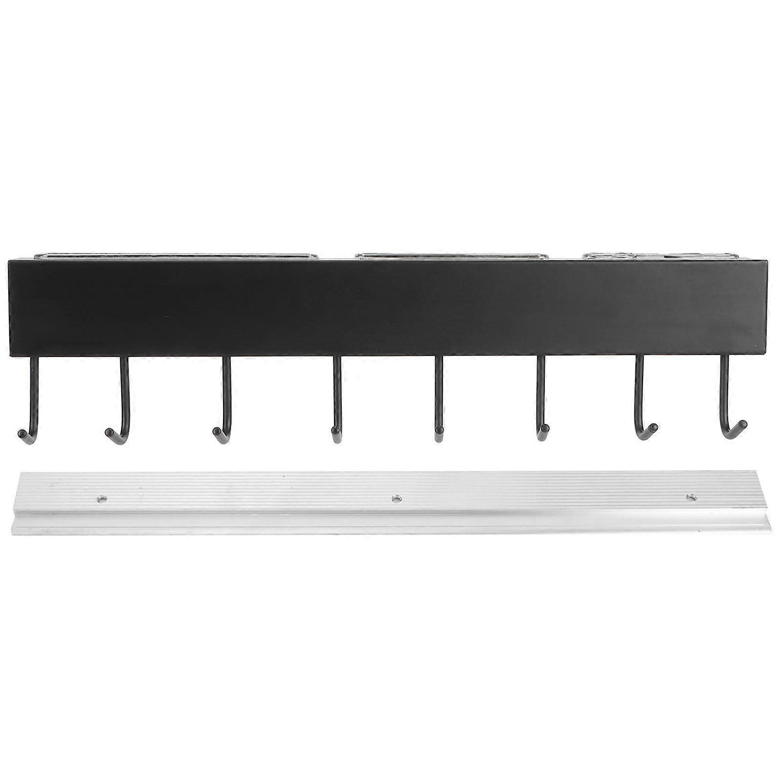 Wall Mounted Knife Holder Multifunction Towel Hook Storage Shelf Kitchen Supplies BlackBasic Model