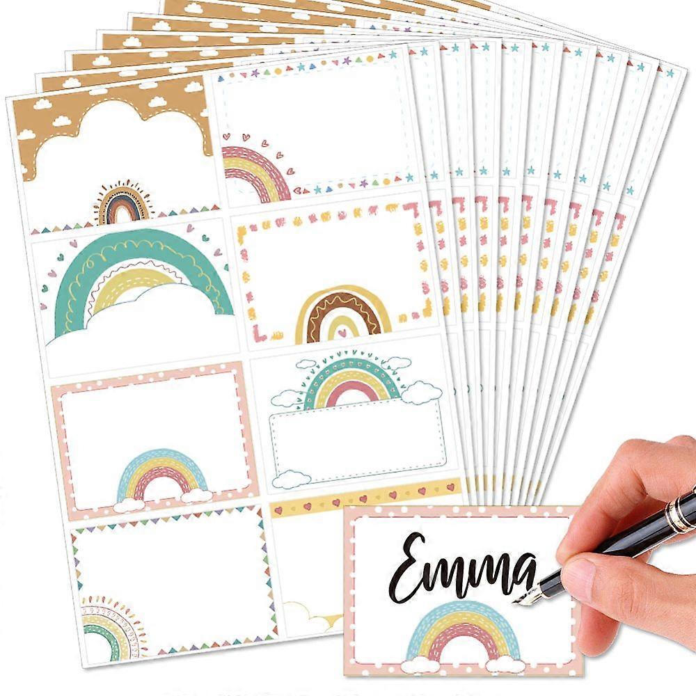 PVC Waterproof Blank Label Stickers Writable Adhesive Label Rectangle Rainbow Sticker: 85x60mm 8pcs/sheet