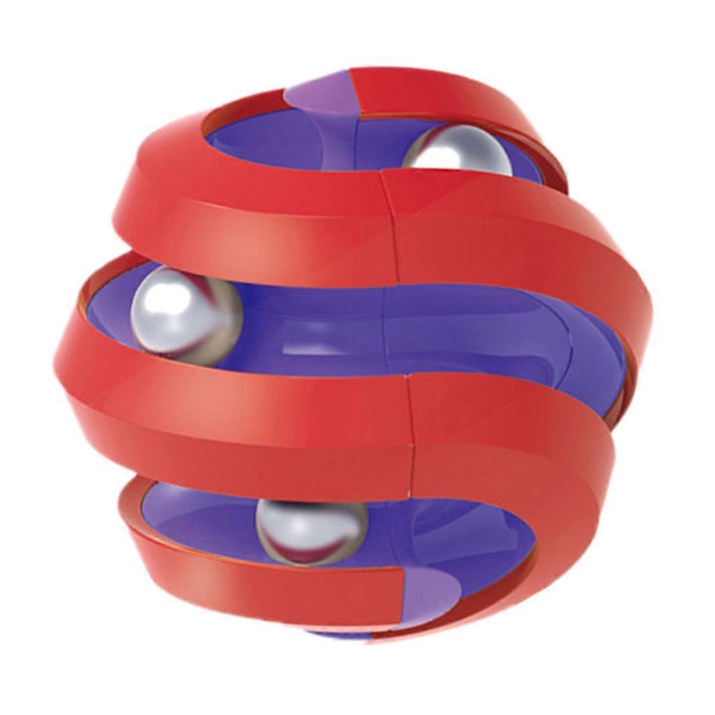 Finger Spinner Orbiting Ring Würfel Party Gunst Druckentlastung Angst Gyro Kreisel für Erwachsene ADD Upgrade 4 Perlen rot