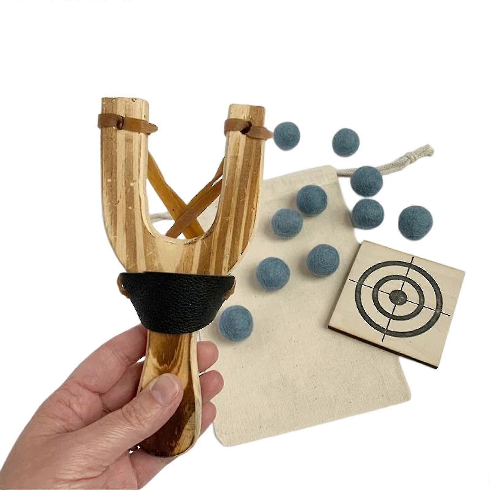 Outdoor Hunting Slings Catapult Wooden Handle Slings Game Shooting Target Set