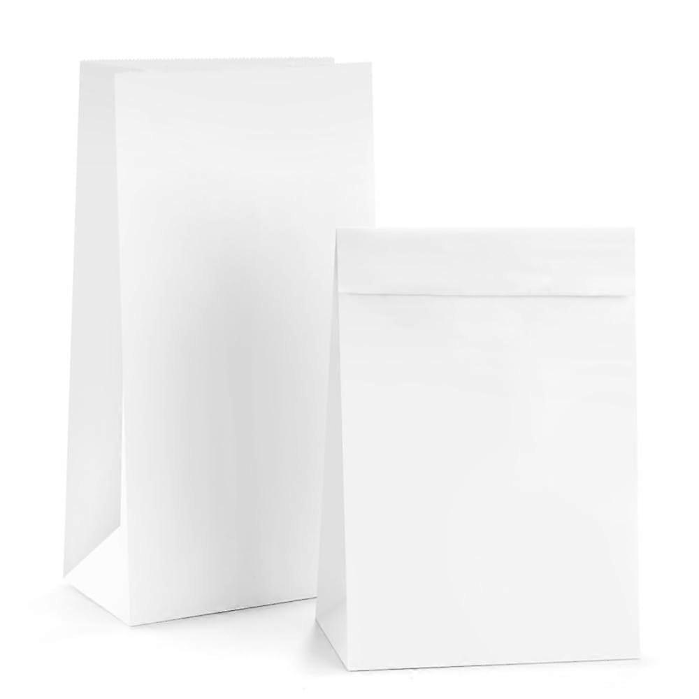 100 Adet Kraft Beyaz Kağıt Öğle Yemeği Poşeti, Gıda Saklama, Paket Servis, Çevre Dostu, 8x5x10 İnç