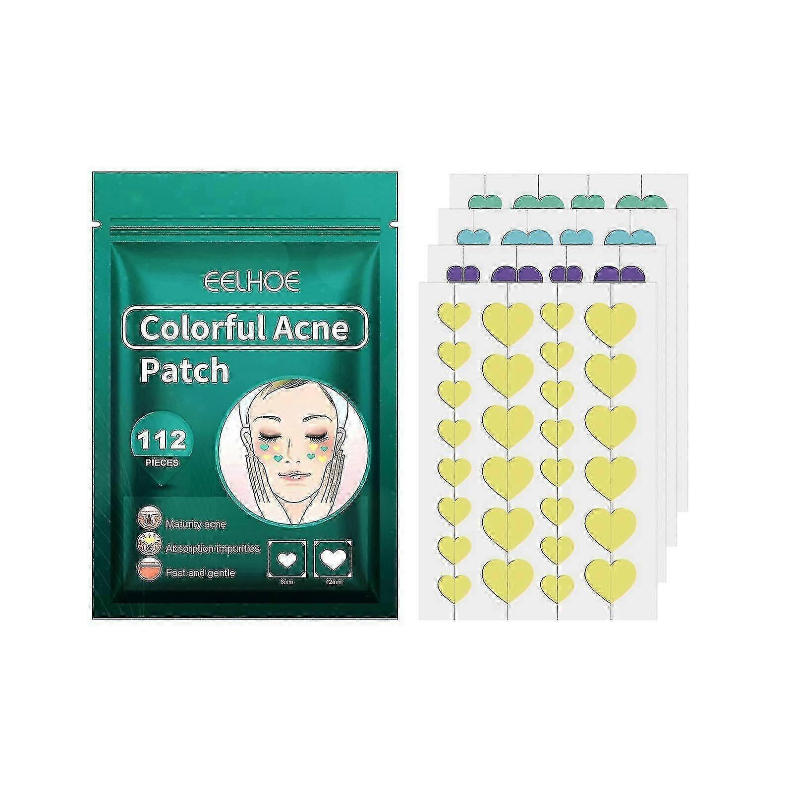 EELHOE 112 Patches Colorful Acne Patch Acne Removal Stickers Pimple Remover Tool Face Skin Care for Day Night Us