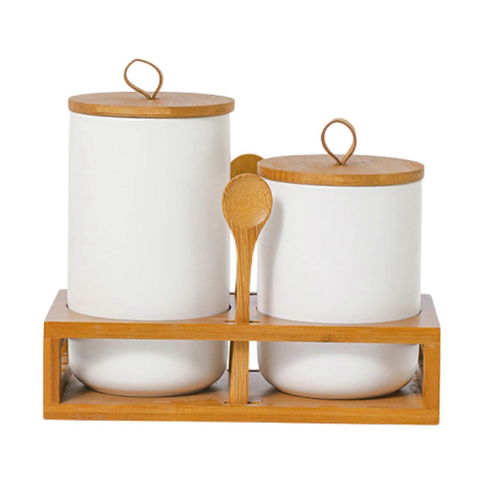 2Pcs Kitchen Canister Set Kitchen Jar Ceramic Simple Storage Container Jar
