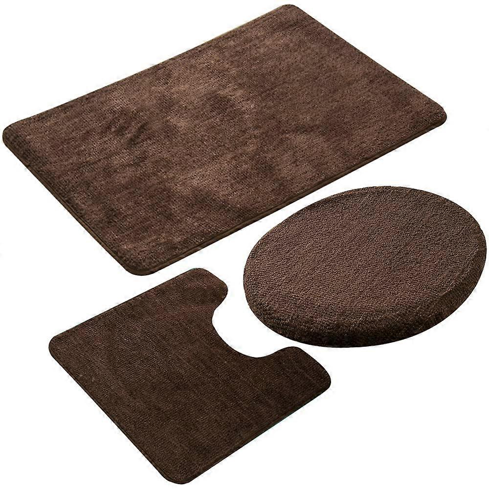 3 Pieces Bathroom Rug Set Non-Slip Ultra Soft Absorbent Comfortable Bath Mats for Floors U-Shaped Contour Rug