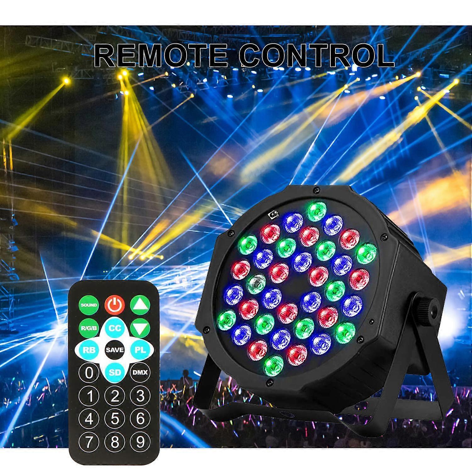 36 LEDs Par Lights Colorful Stage Light Sound Active with Remote Control DMX Control for Home Party 