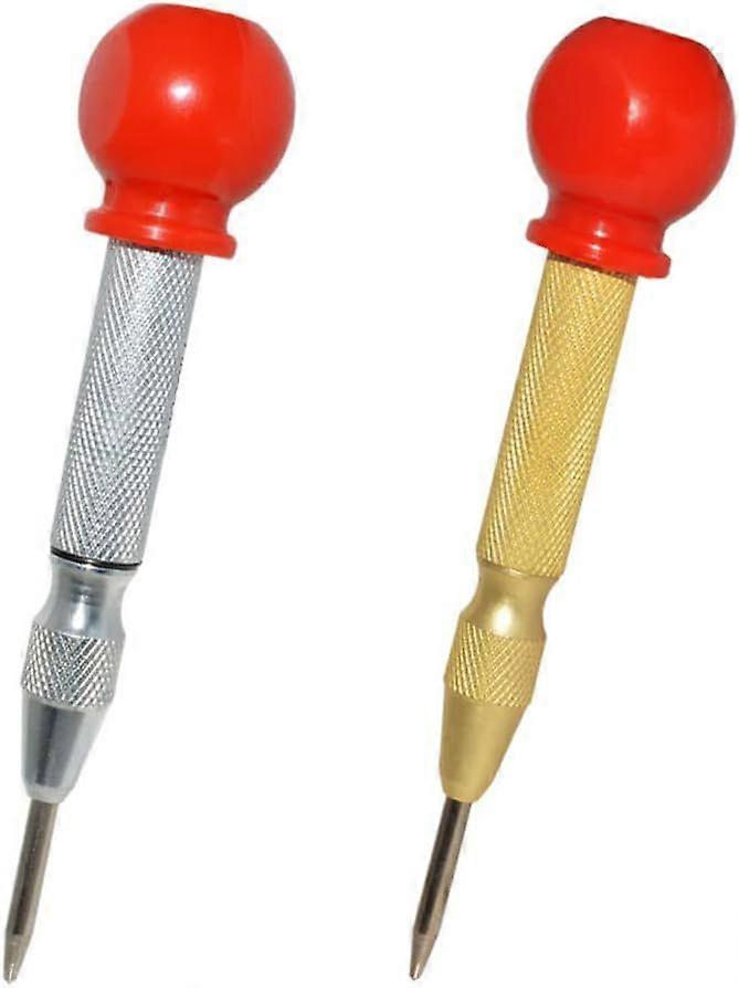 2 Pack Automatic Center Punch with Adjustable Spring Tension for Metal, Wood, Glass, Plastic
