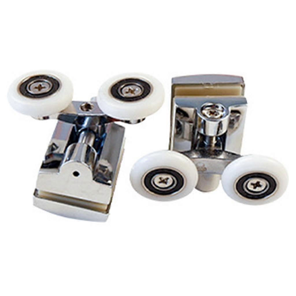 2Pcs Double Shower Enclosure Sliding Door Rollers Runners Wheels Twin Tops