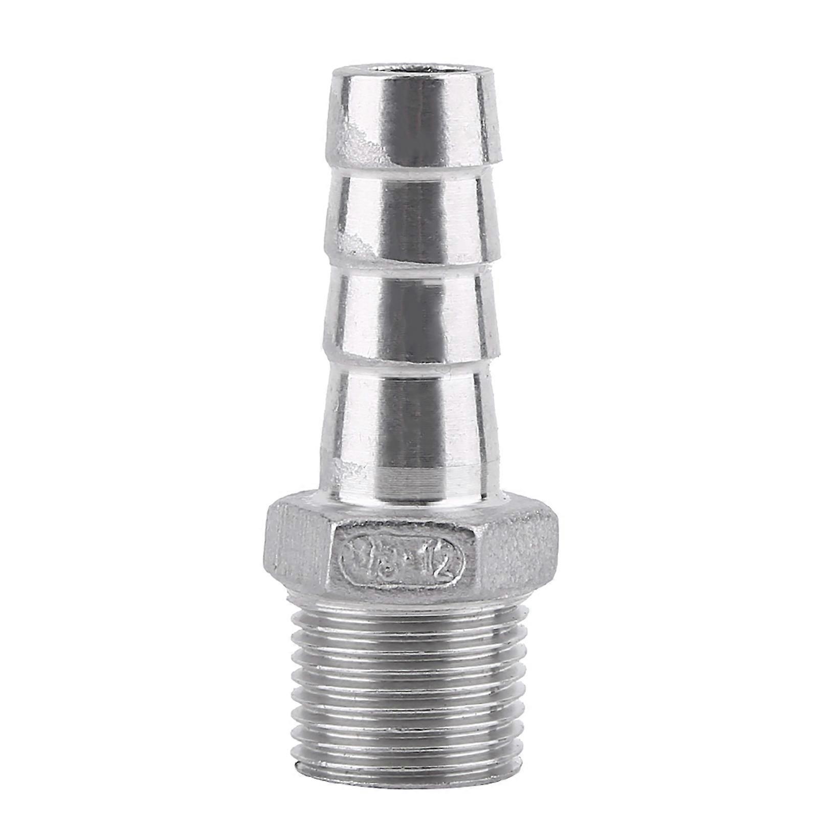 Raccord de tuyau cannelé en acier inoxydable à filetage mâle pour liquide (3/8" x 12 mm)
