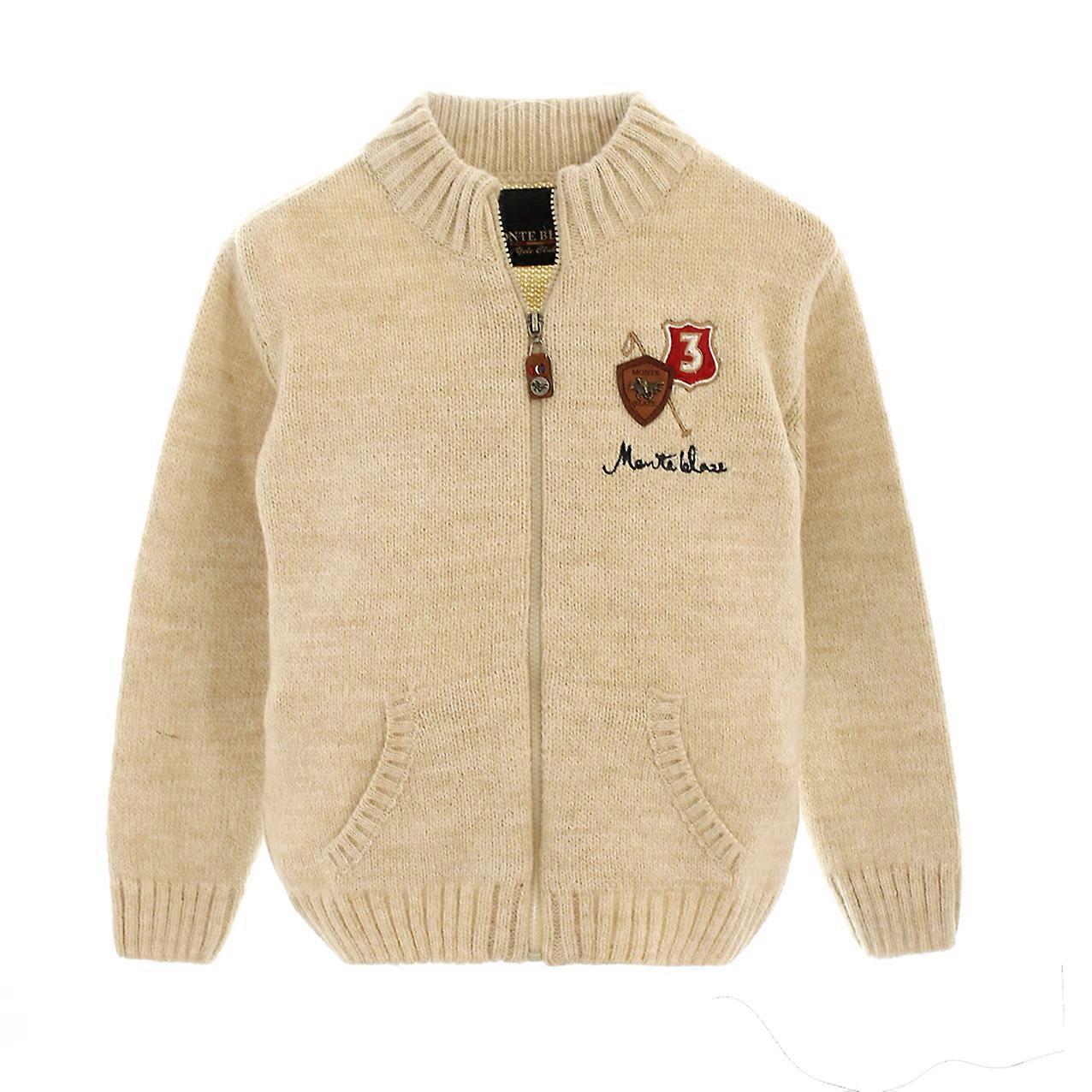 Pull col montant garçon avec fermeture éclair et manches longues, logo brodé