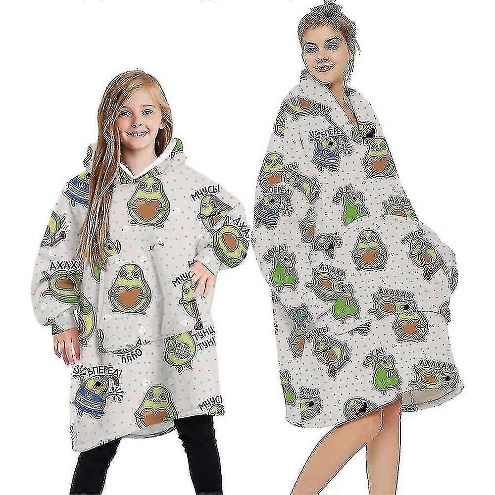 بطانية قابلة للارتداء بغطاء رأس من الصوف الفاخر، سترة بغطاء رأس متناسقة للعائلة، ملابس منزلية للبالغين والأطفال