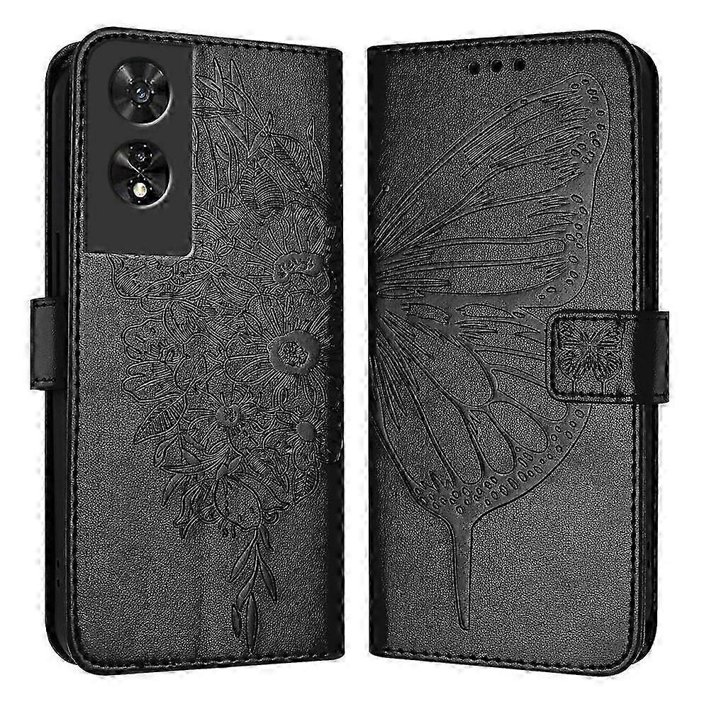Embossed Butterfly PU Case compatible TCL 505_Gift for G