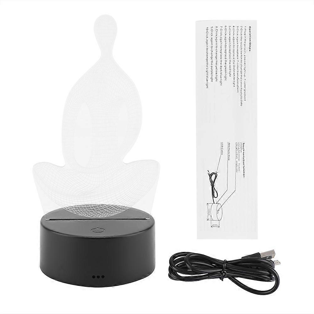 Night Light Yoga Pattern Lamp with ABS Base Holder and Touch Switch, Decorative LED Table Lamp for Home and Office