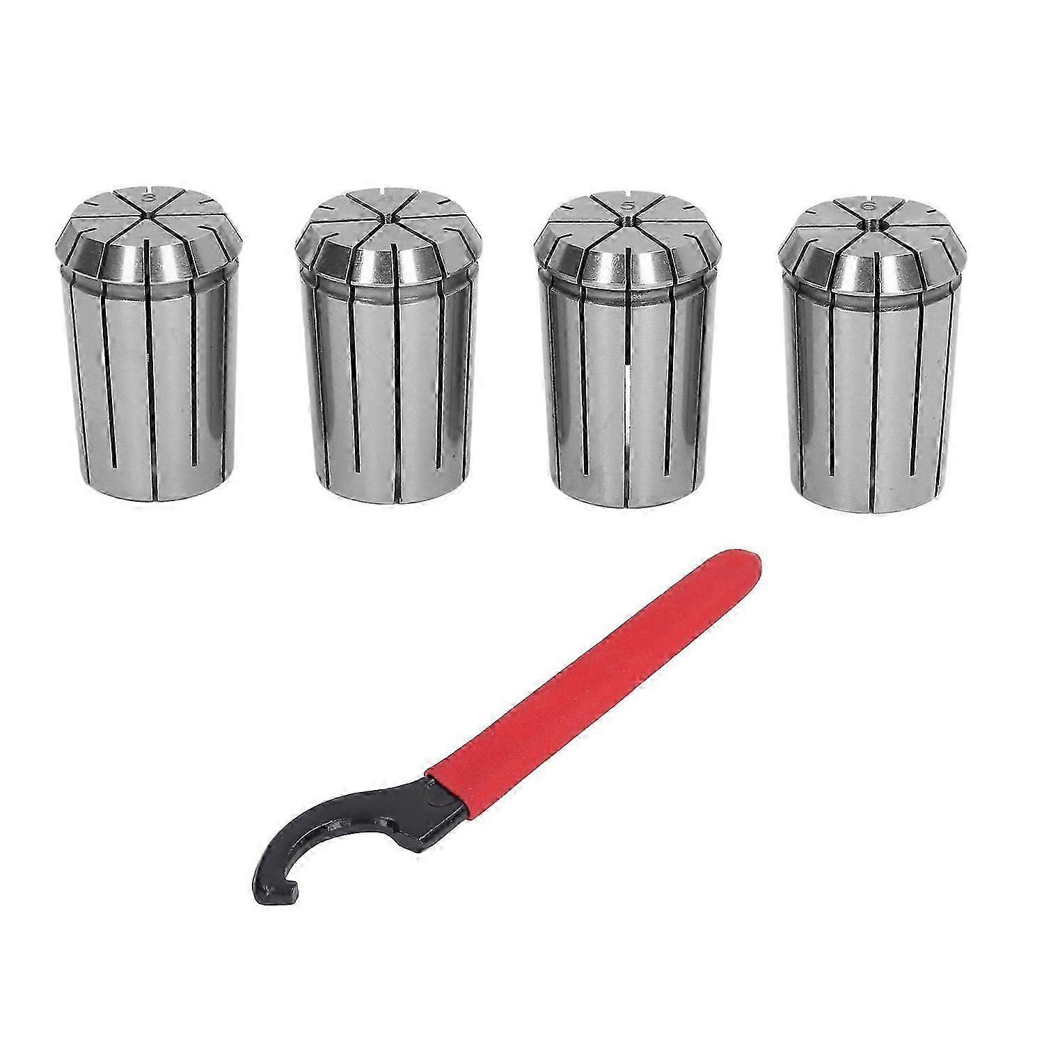 4Pcs Collet Chuck Spring Steel Accuracy OZ25 Lathe Collet Dia3 Dia4 Dia5 Dia6 with Wrench