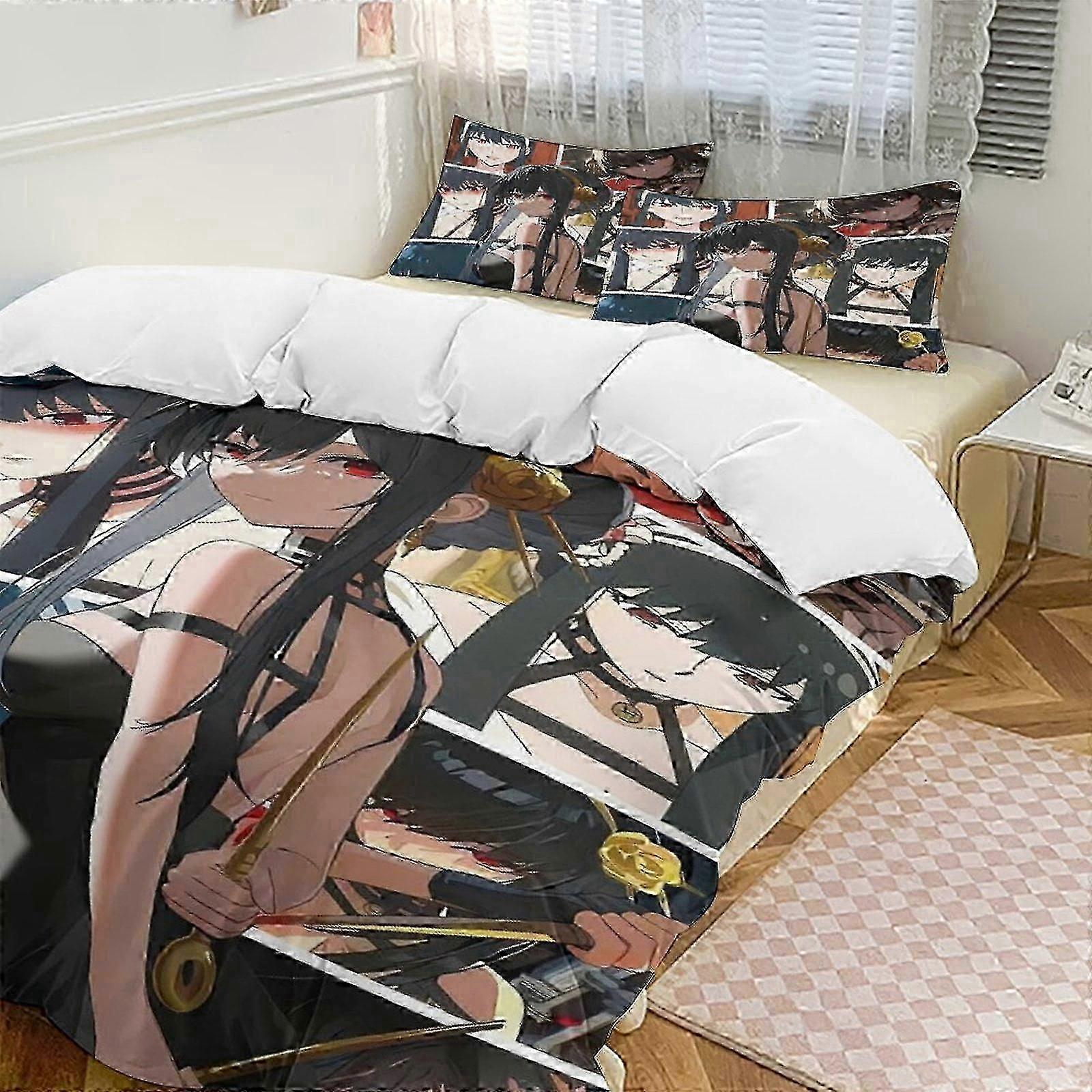 o1303 Bed Sheets Spy X Family Anime Home Bed3-piece Set,Lightweight and comfortable (1 Duvet Cover and 2 Pillowcases) Bed Sheets  fg1303