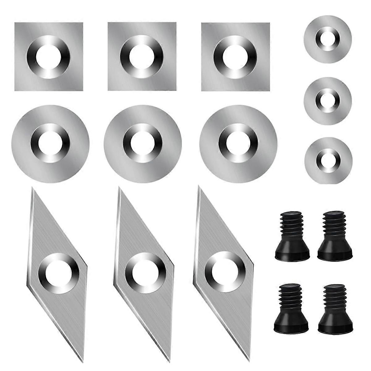 16 PCS Tungsten Carbide Cutters Set for Wood Lathe Turning Tools, Woodworking Lathe Turning Inserts, Tip Tipped Cutter