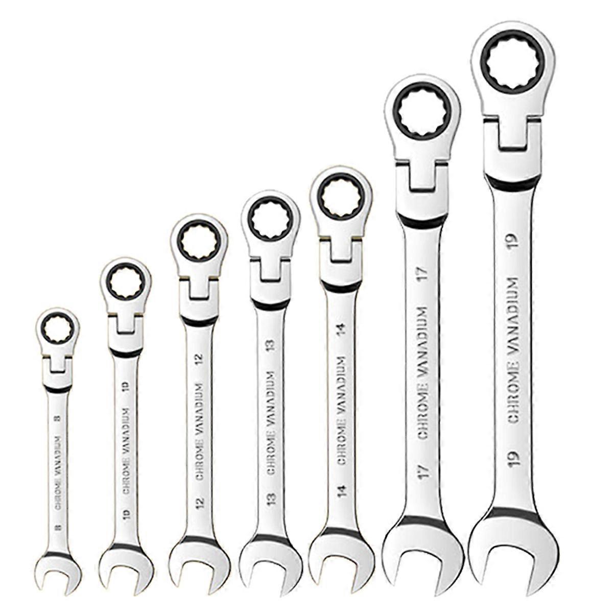 7PCS Ratcheting Wrench Set, Standard Metric Combination Wrenches Set