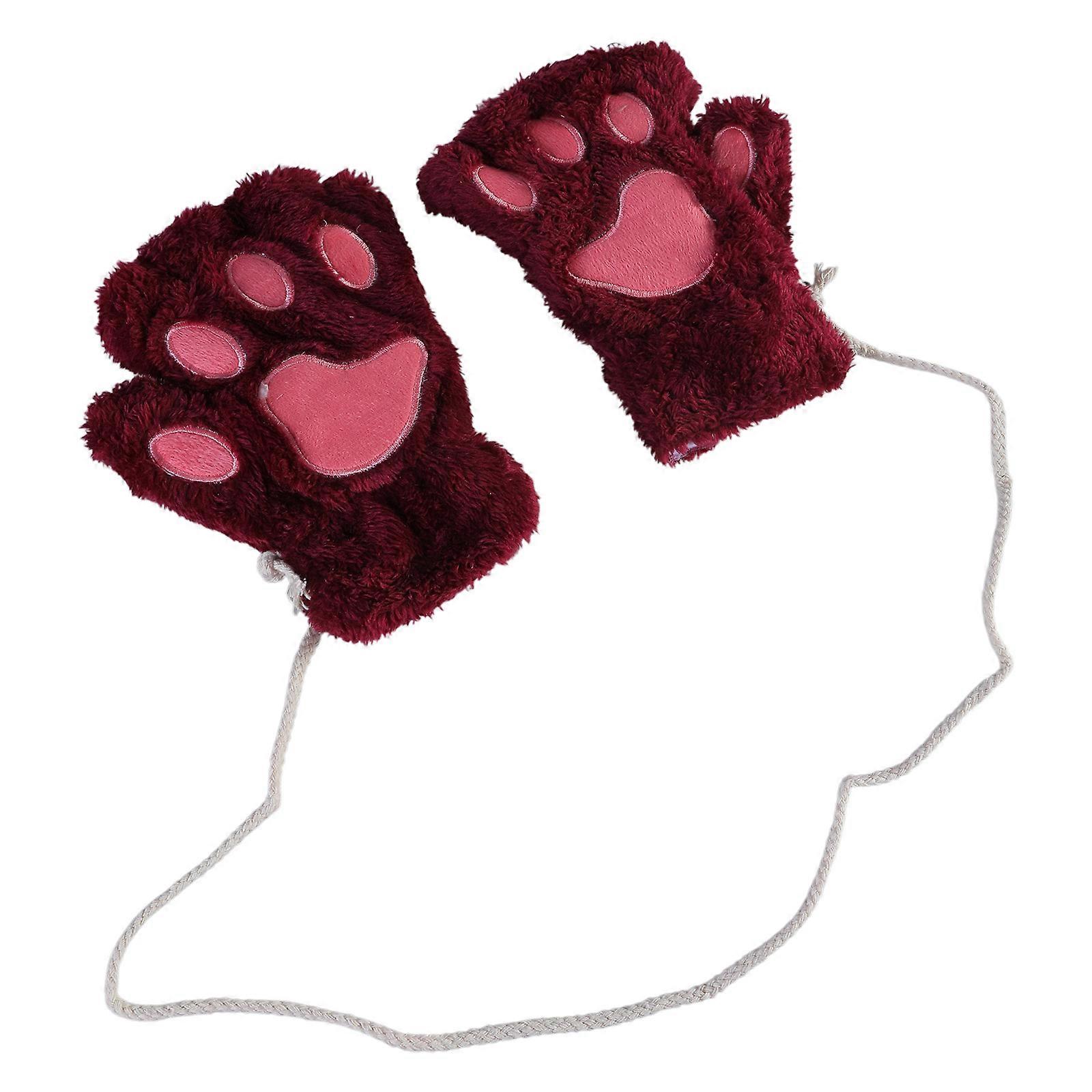 1 زوج للقط مخلب الدب مخلب أصابع الشتاء أفخم قفازات لطيف القط هالوين تأثيري نصف إصبع قفازات اليد دوارم الأزرق الداكن