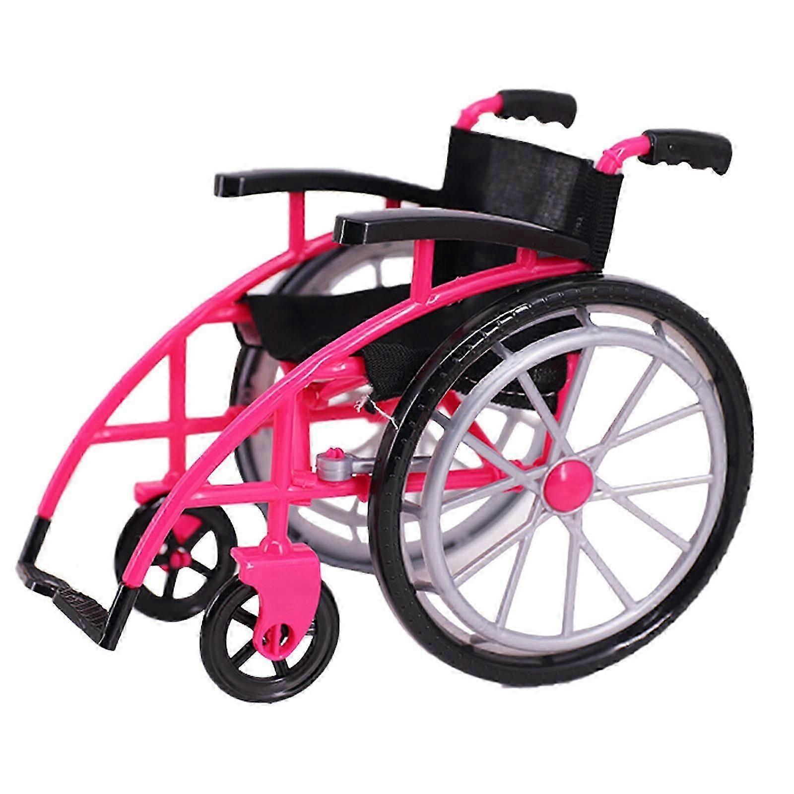 1 Set Of Doll Wheelchair And Crutches Playset Red Mini Wheelchair Model Miniature Wheelchair Crutch Ornaments For Kids Pretend Play Toy