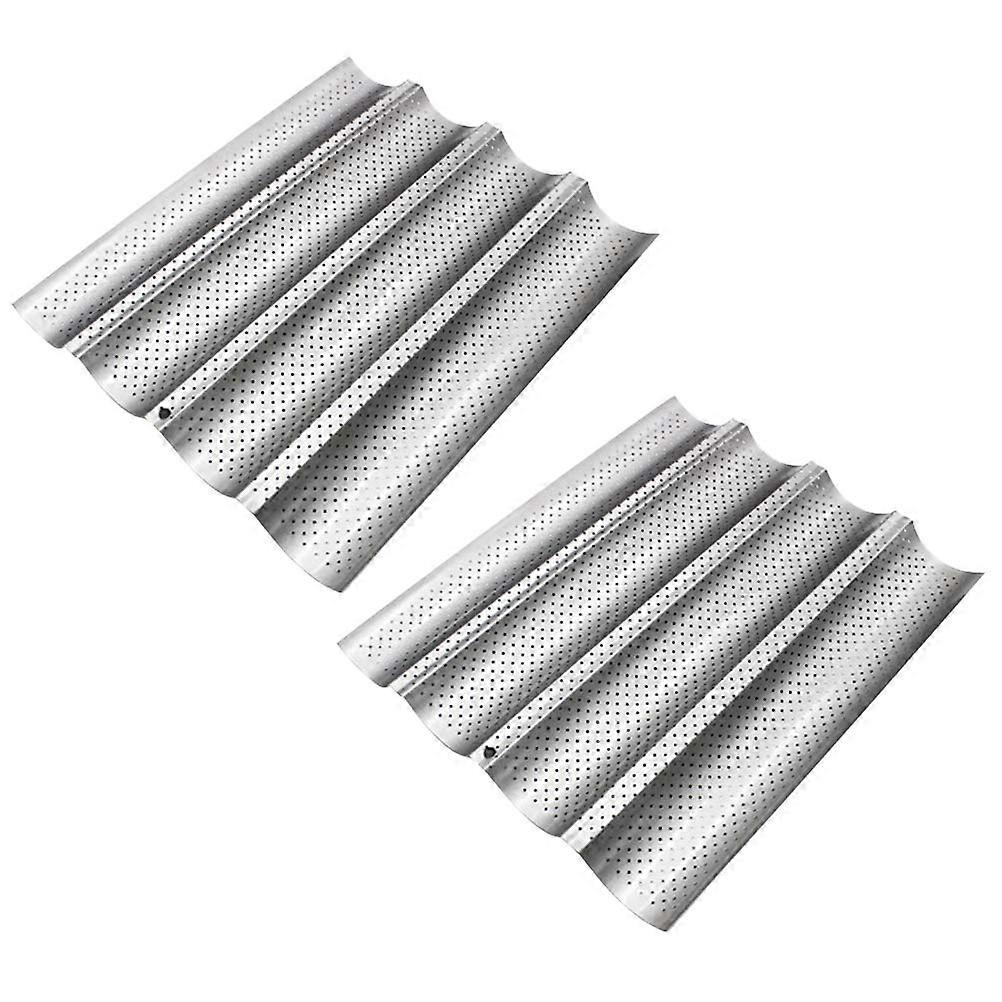 2 Pcs Nonstick Perforated Baguette Pan for French Bread Baking 4 Wave Loaves