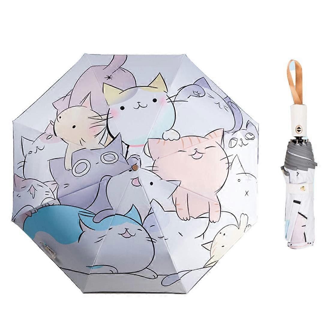 Automatic Open Cartoon UV-resistant Compact Umbrella for Travel for