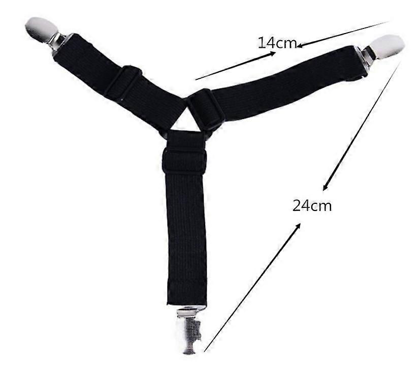 Adjustable Bed Sheet Holder Straps, Triangle Non-Slip Elastic Mattress Corner Clips with Heavy Duty Grippers Clips (Set of 4)