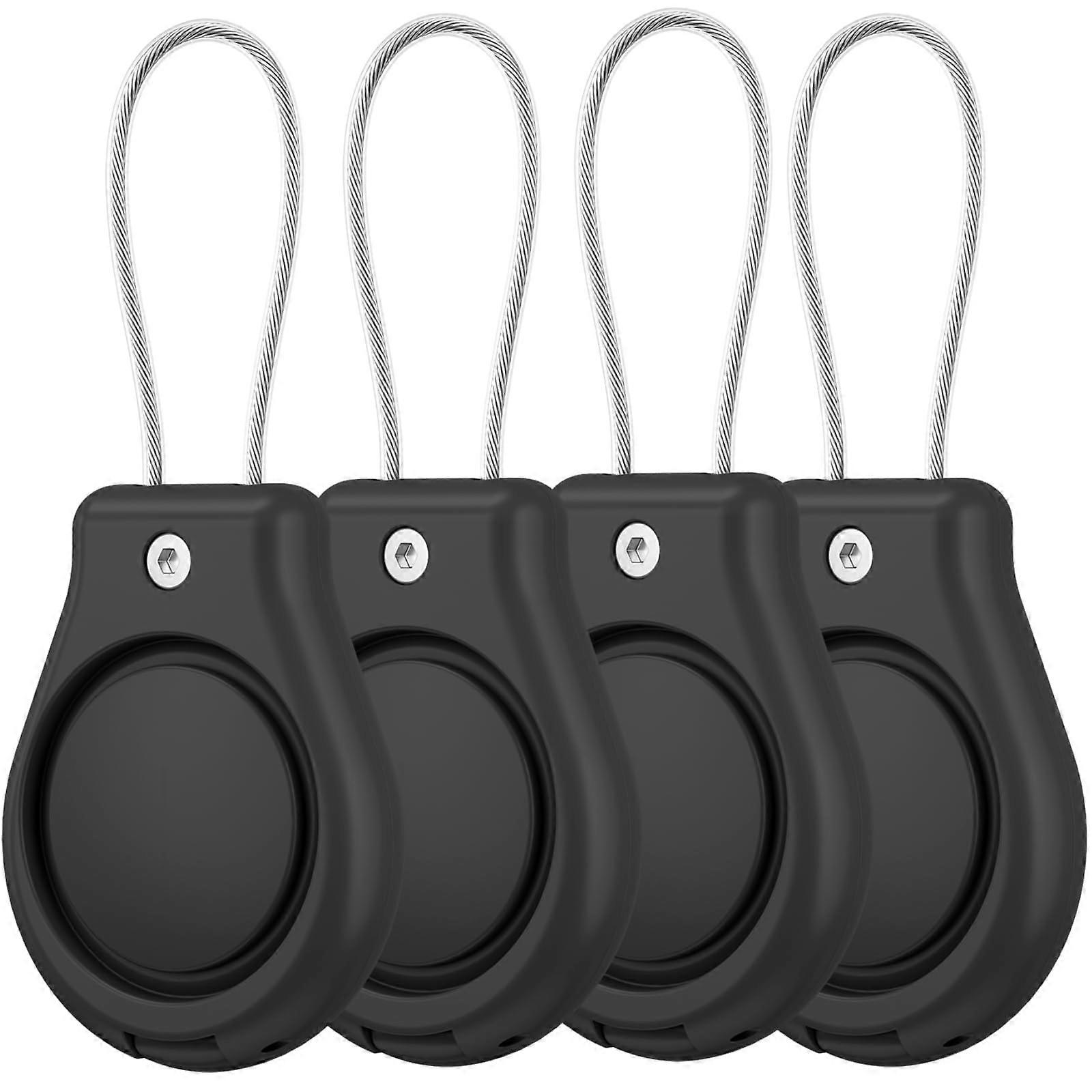 AirTag Keychain Holder - 4 Pack Air tag Lock Case with Wire Cable Compatible with Apple AirTags