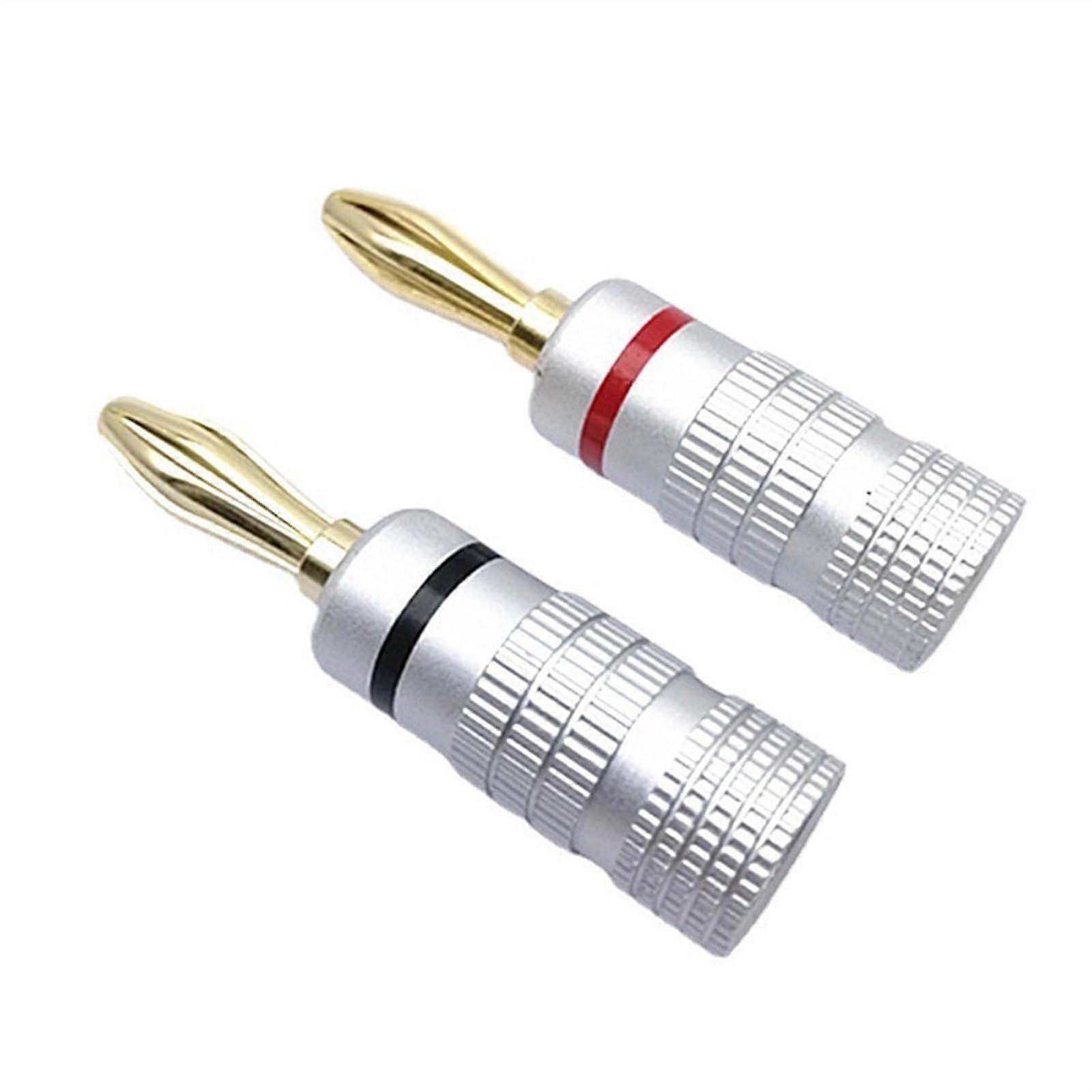 Gold Plated Speaker Banana Plug Audio Connectors 4mm, 50 Pieces, DIY Color Options, Compatible with Standard Speaker Cables