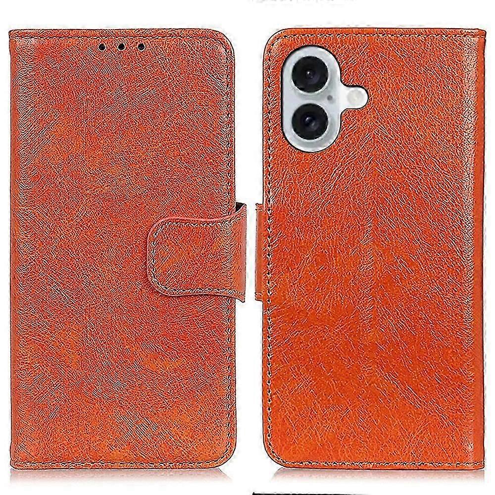 For iPhone 16 Case Nappa Texture Wallet Stand Split Leather Phone Cover