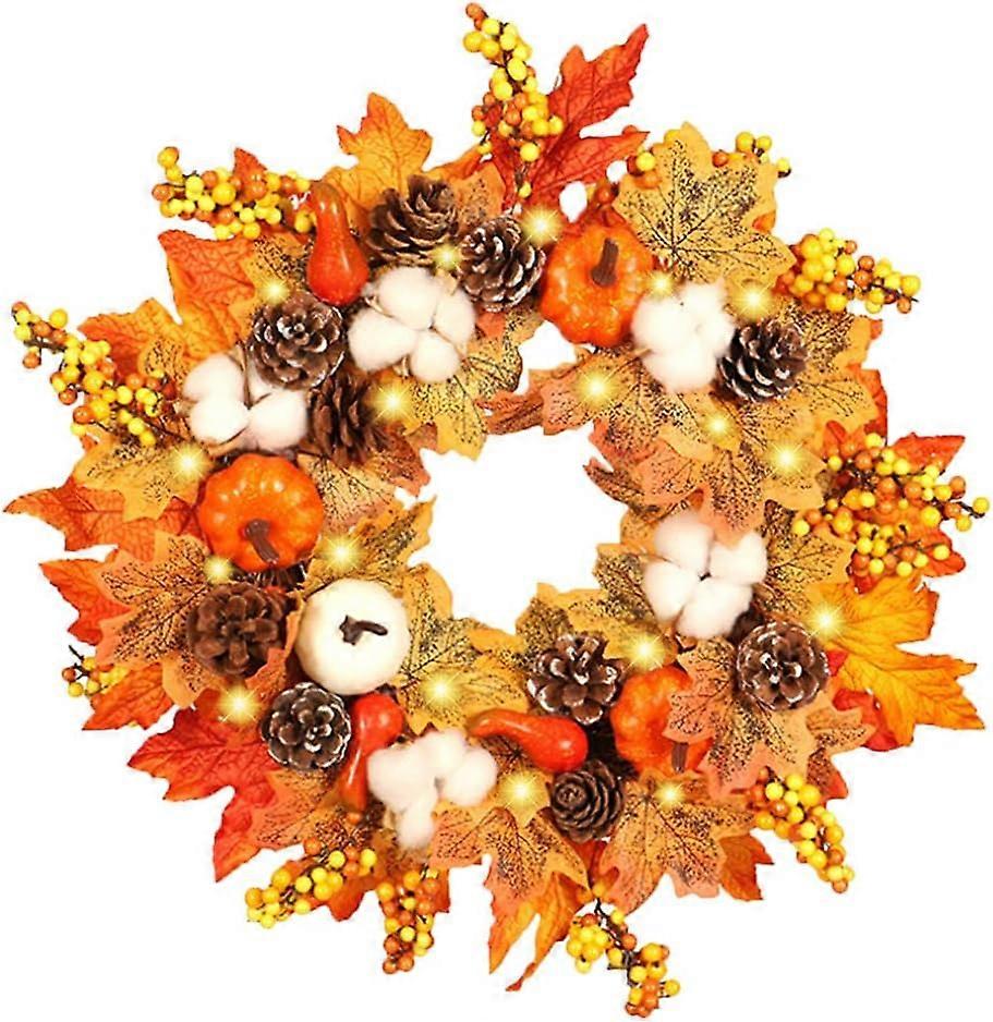 Fall Harvest Wreath Authentic Pumpkin Pinecone Maple Leaf Berry Decor